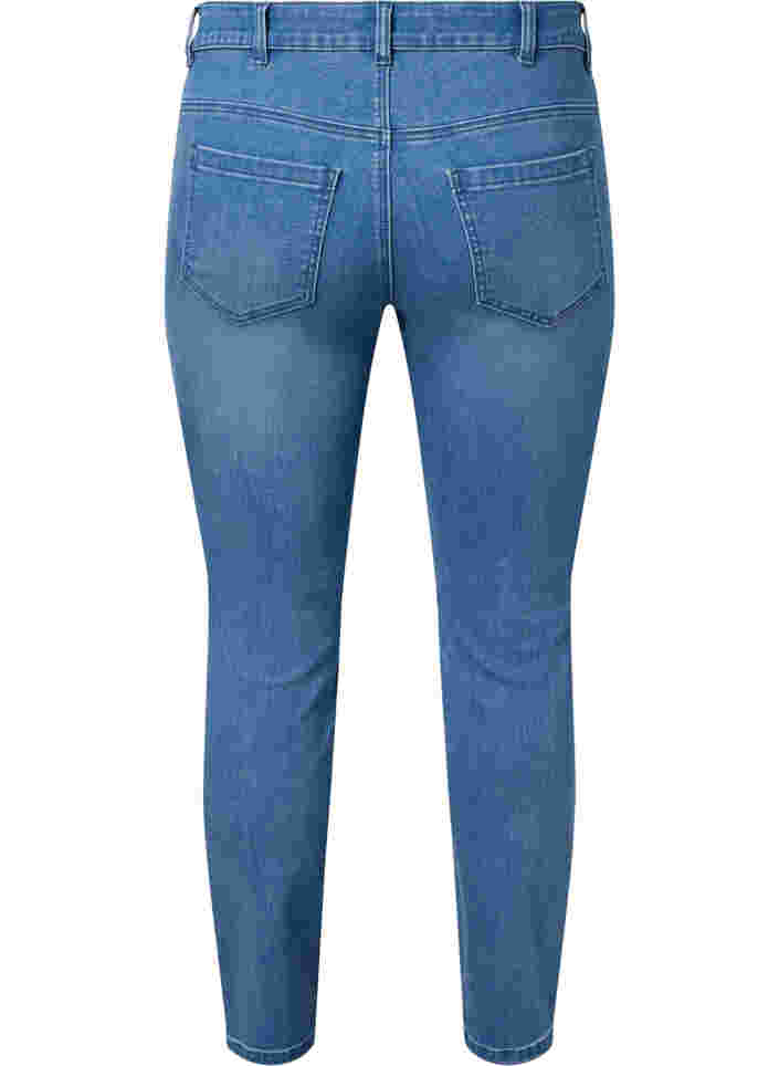Cropped Emily jeans met borduursel, Blue denim, Packshot image number 1