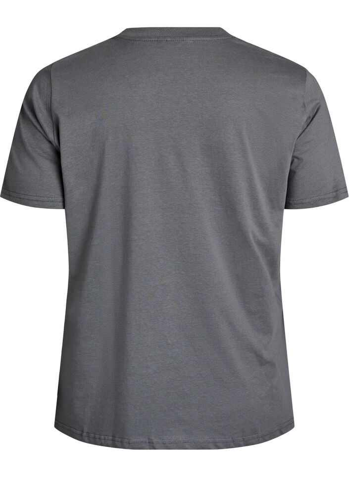 Basic katoenen T-shirt met ronde hals, Grijs, Packshot image number 1