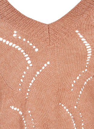 Gebreide blouse met patroon en wol, Burlwood mel, Packshot image number 2