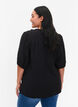 Viscose blouse met pofmouwen en ruches, Black, Model image number 1