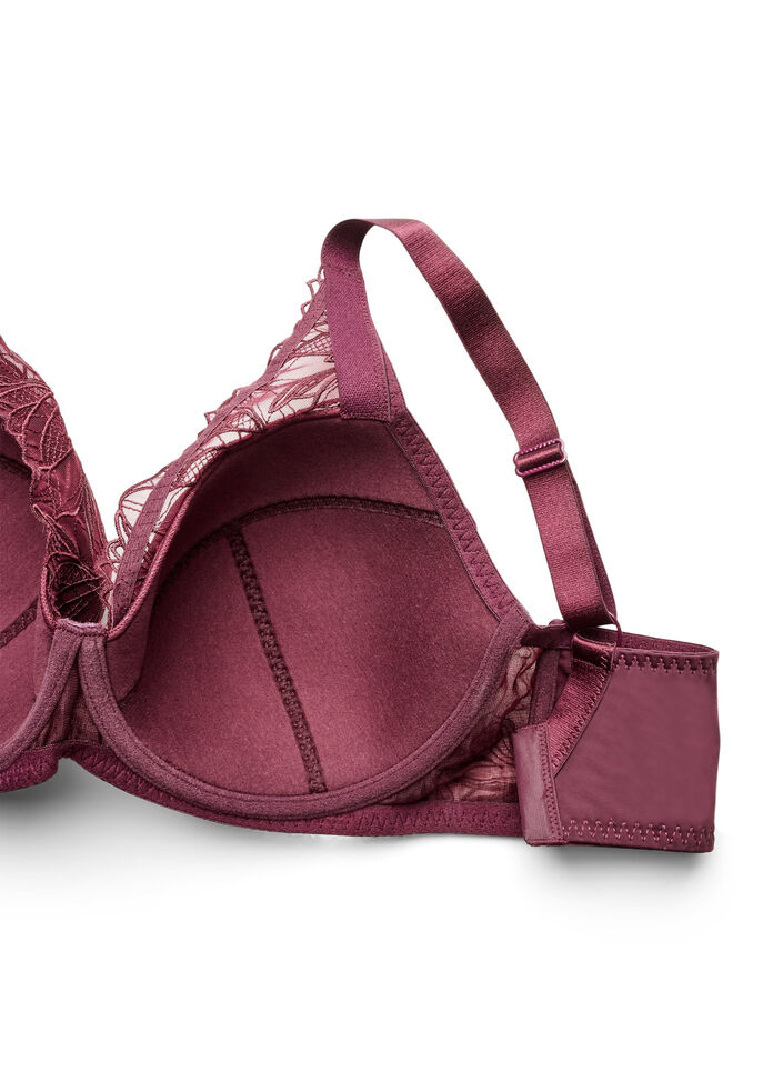 Gewatteerde kanten beha met beugel, Rood, Packshot image number 3