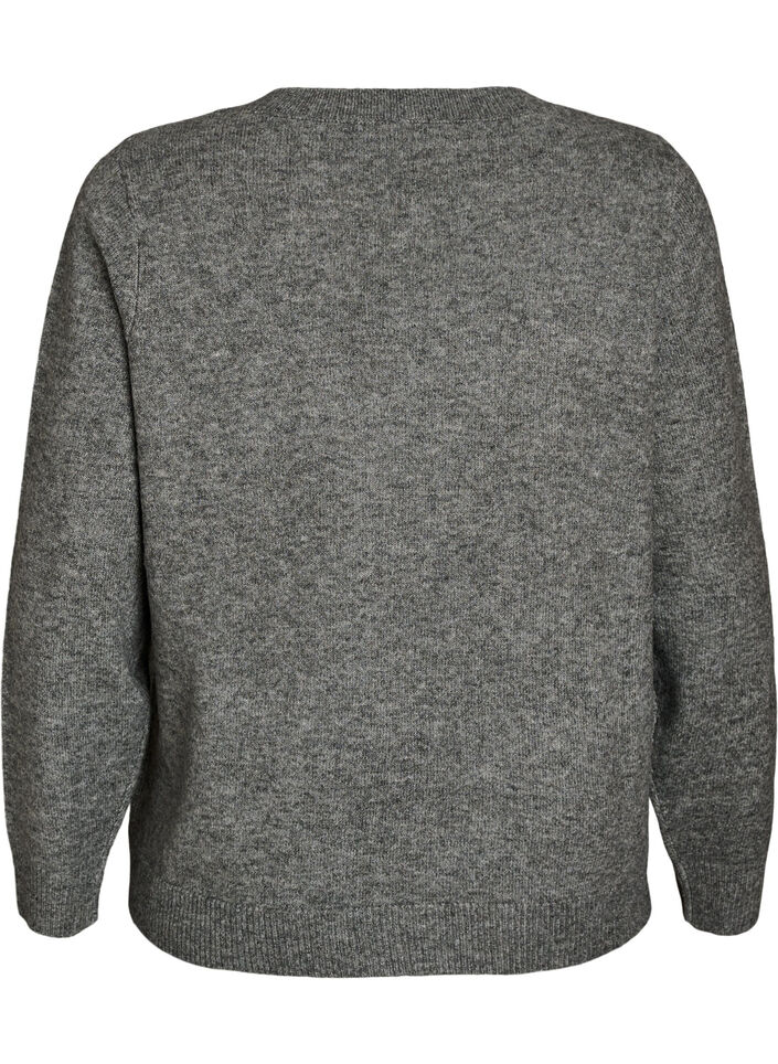 Gebreide jumper met glitterstrik, Grijs, Packshot image number 1