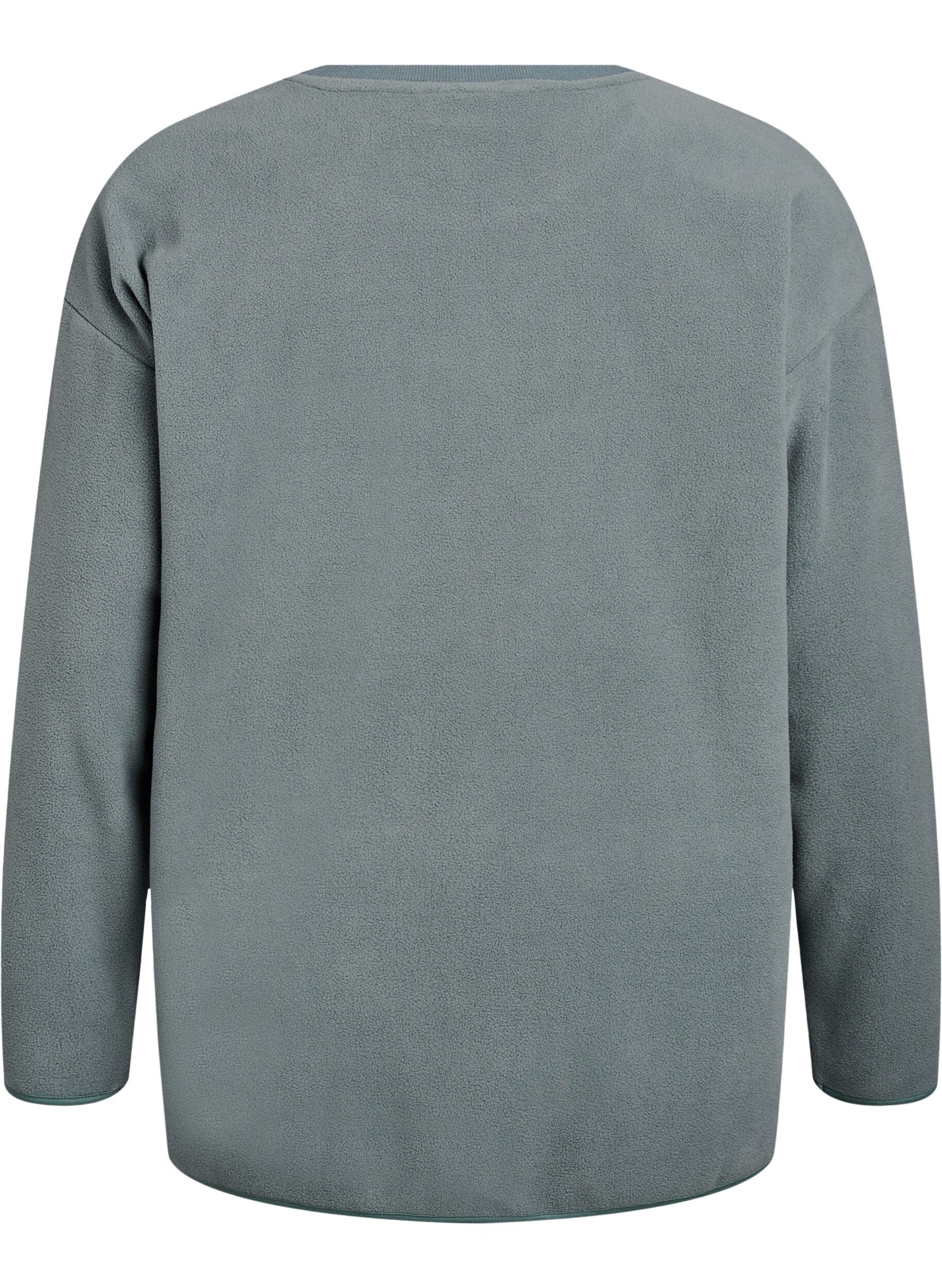 Zizzi Losse fleece blouse met zakken, Groen, Packshot image number 1