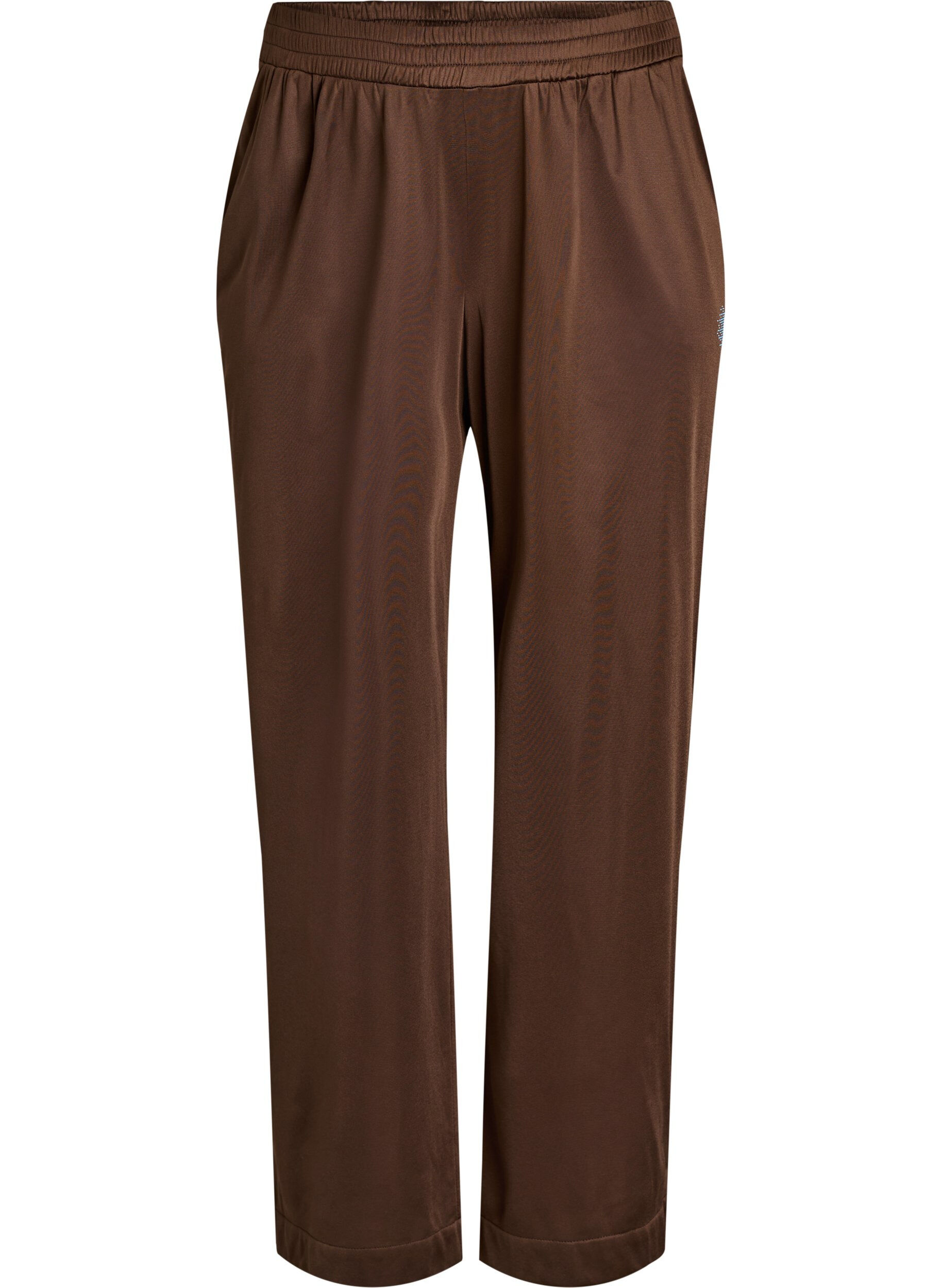 ZizziTrackpants met zijstrepen en zakken, Bruin, Packshot image number 0