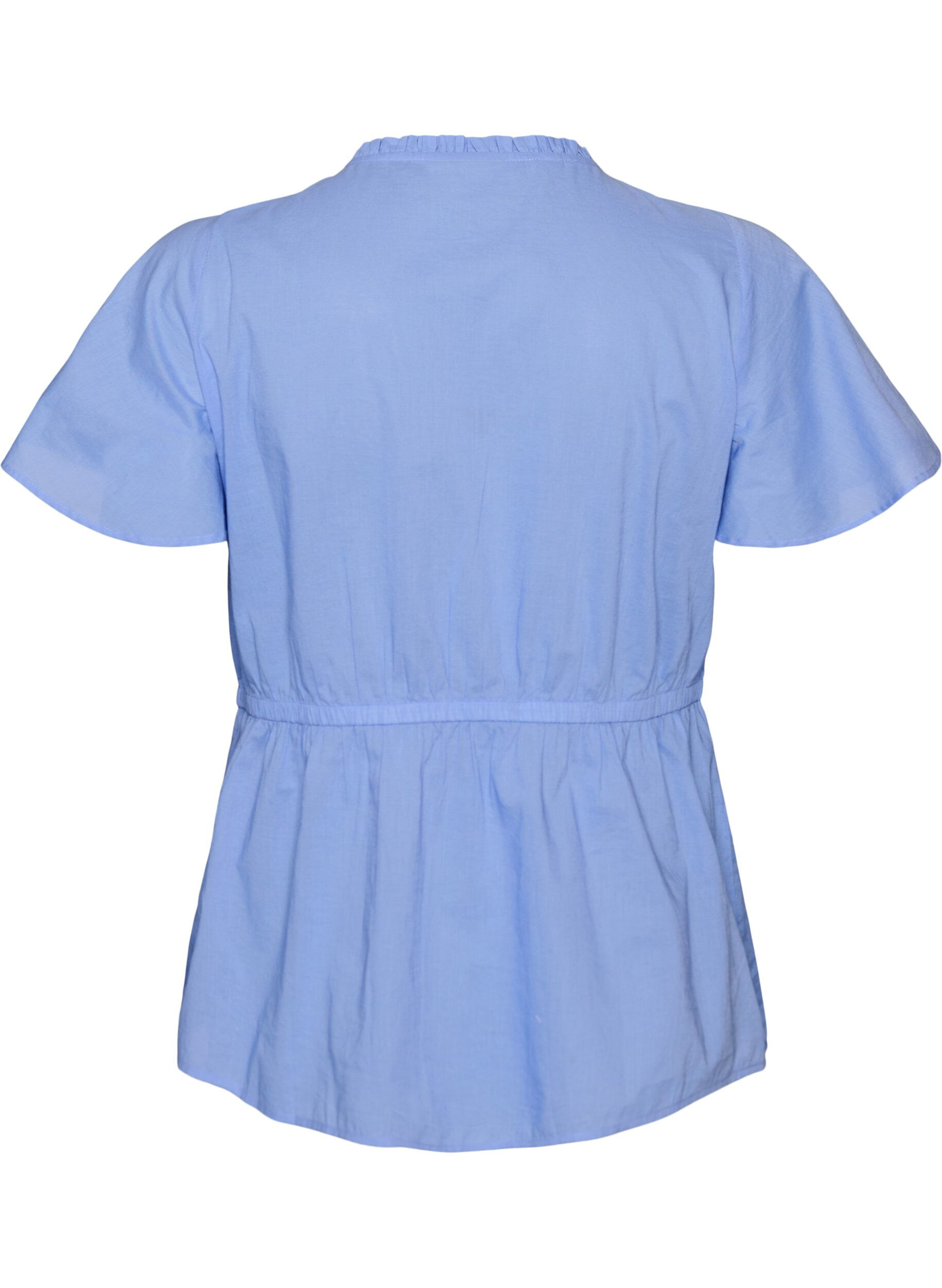 ZizziKatoenen blouse met strik en elastische taille, Blauw, Packshot image number 1