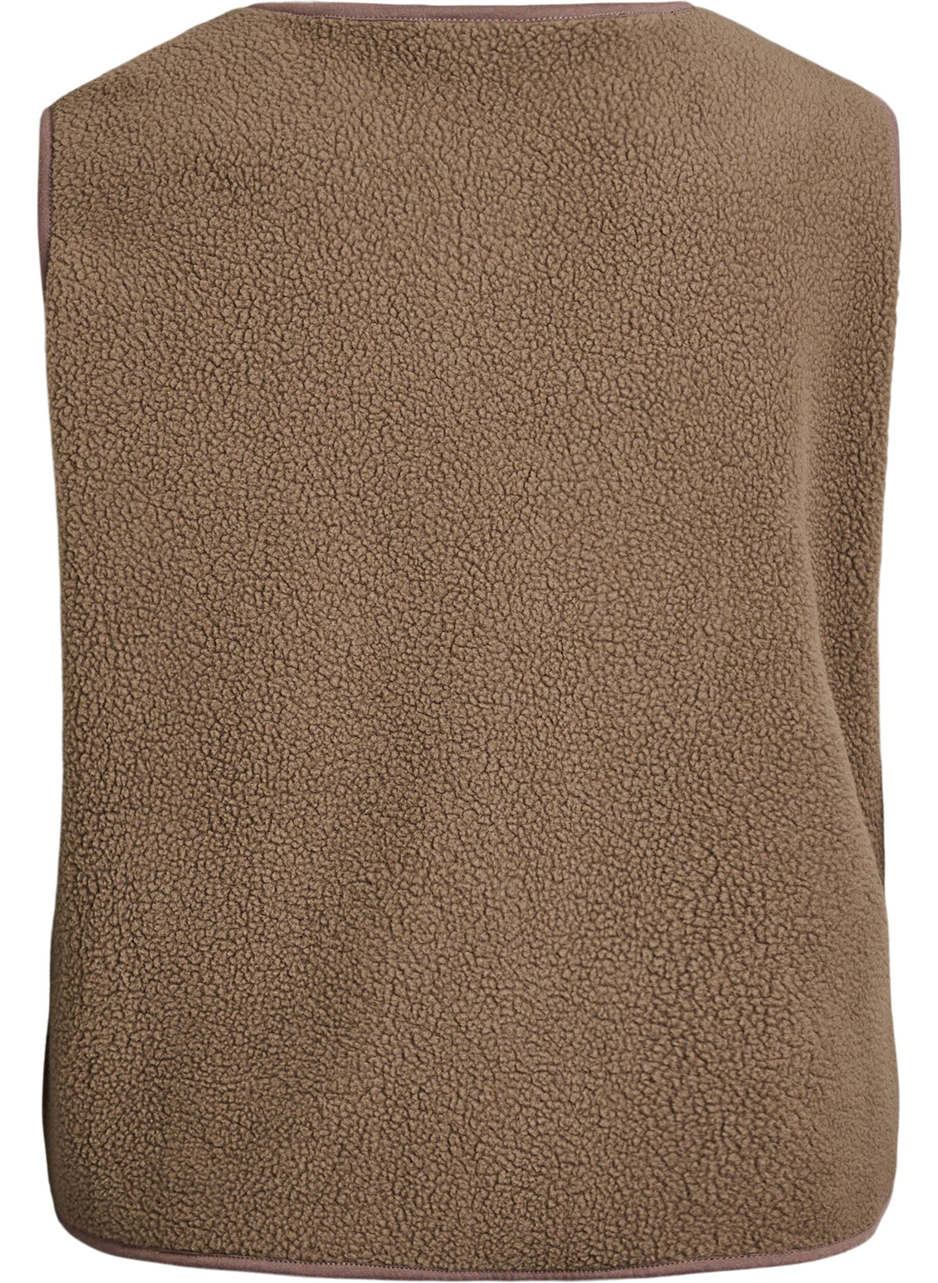 ZizziTeddy gilet met knopen en zakken, Bruin, Packshot image number 1