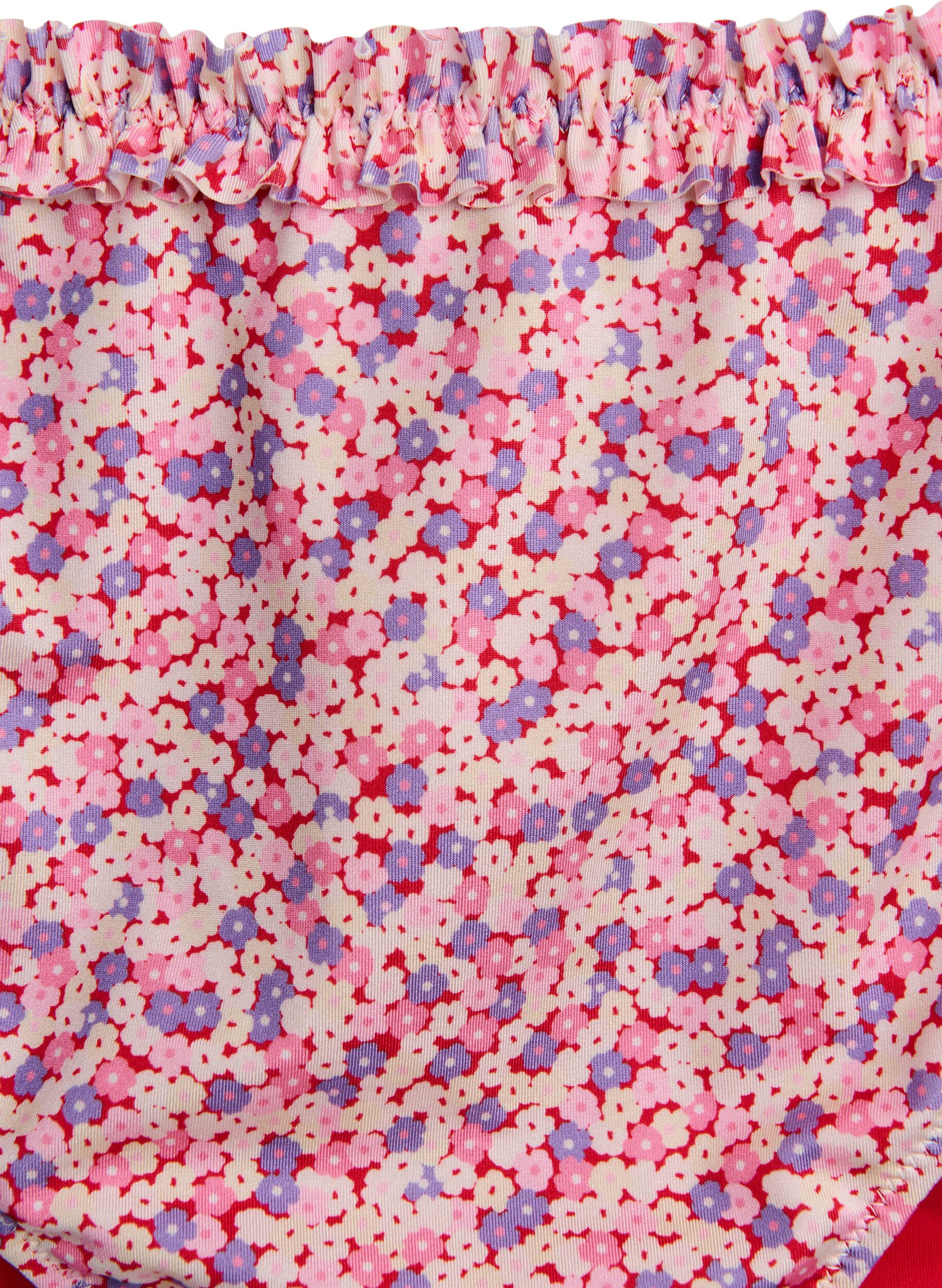 Zizzi Gestreepte tai bikinibroek met gerimpelde rand, Roze, Packshot image number 2