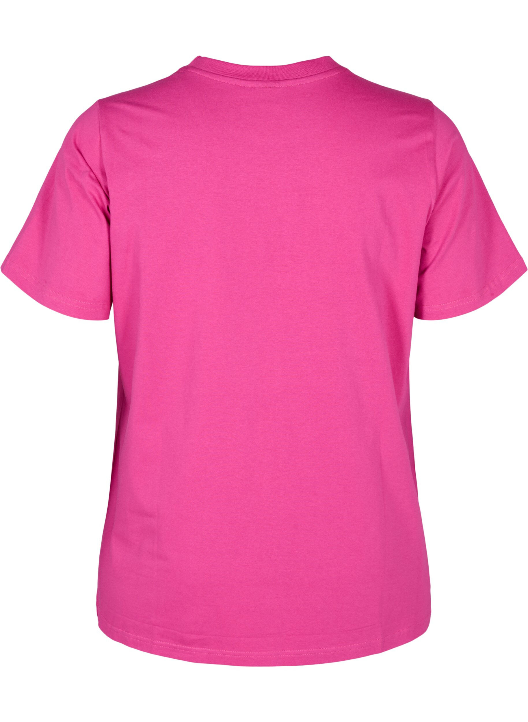 Zizzi T-shirt in biologisch katoen met een ronde hals, Raspberry Rose, Packshot image number 1