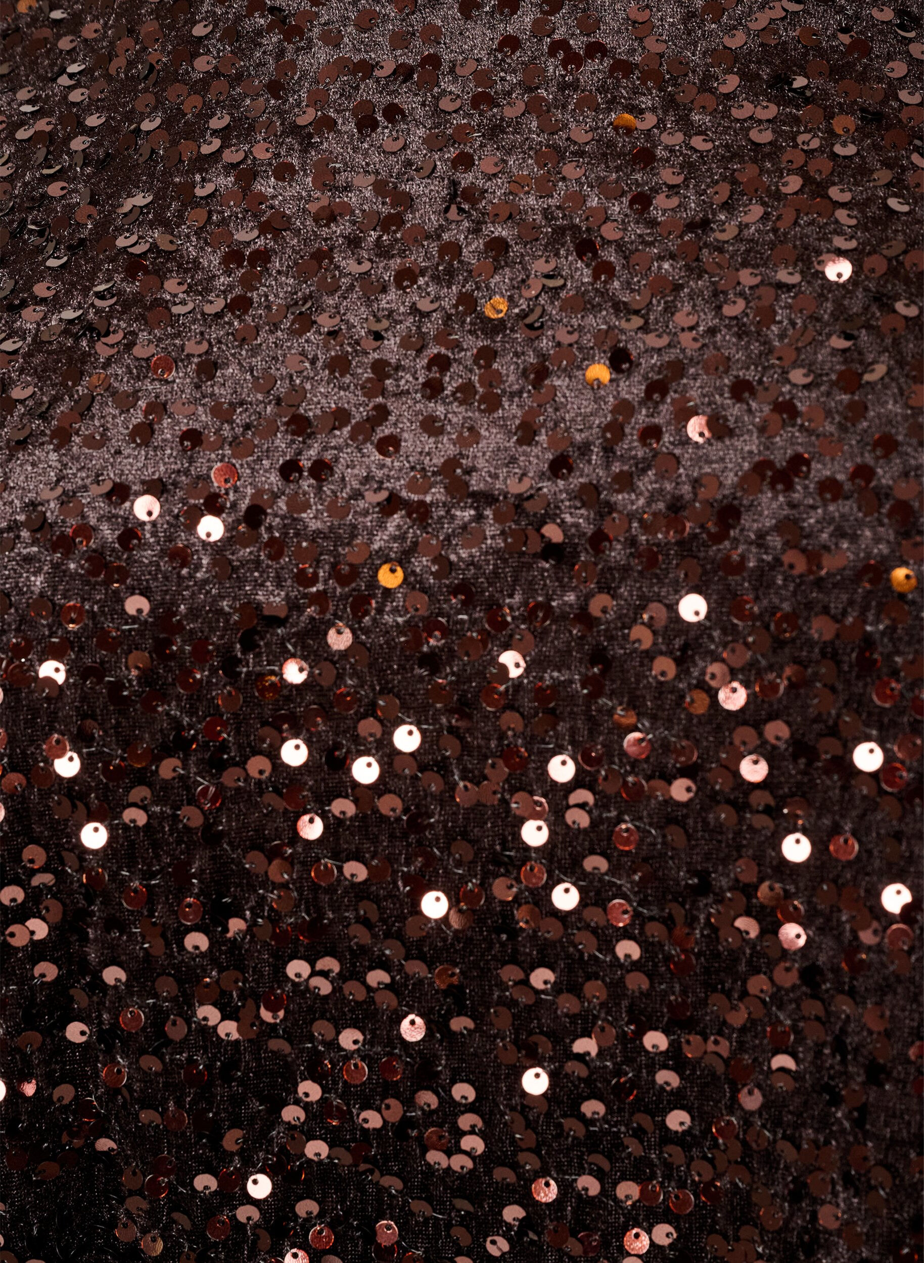 ZizziPaillettenblouse met mouwen tot de elleboog, Bruin, Packshot image number 2