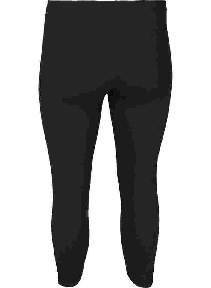 Basic 3/4 legging met ruche detail, Black, Packshot image number 1