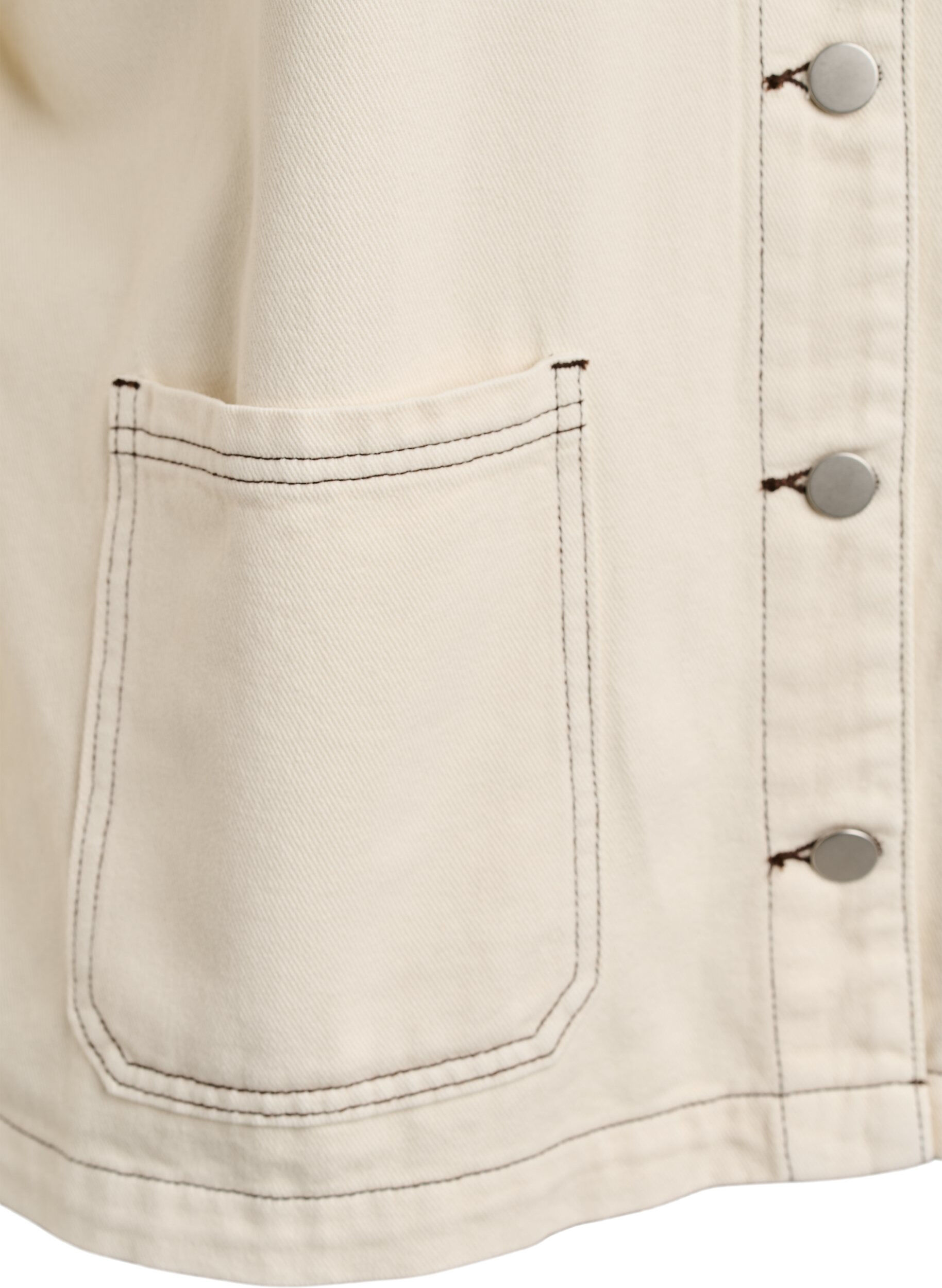 Zizzi Gekleurde denimjas met contrasterende kraag, Vanille, Packshot image number 3