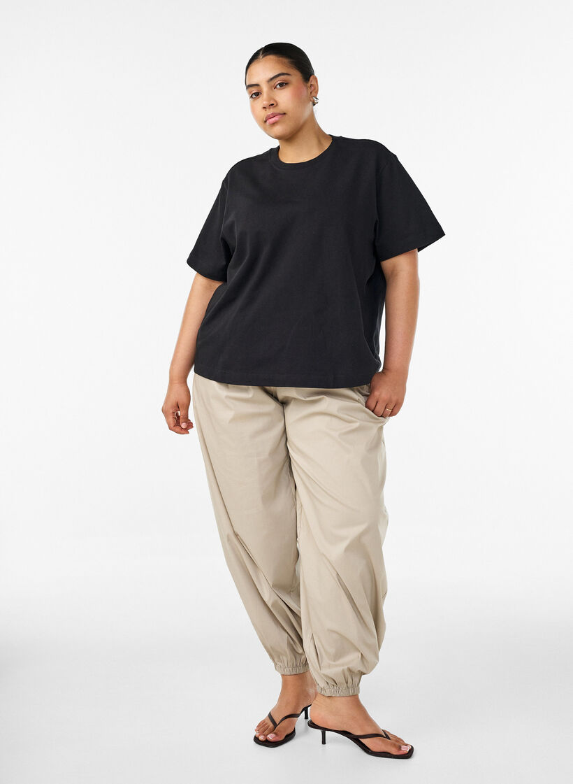 Boxy katoenen T-shirt, Zwart, Model image number 1