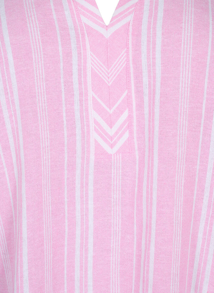 Gestreepte blouse in een mix van linnen en viscose, Roze, Packshot image number 2
