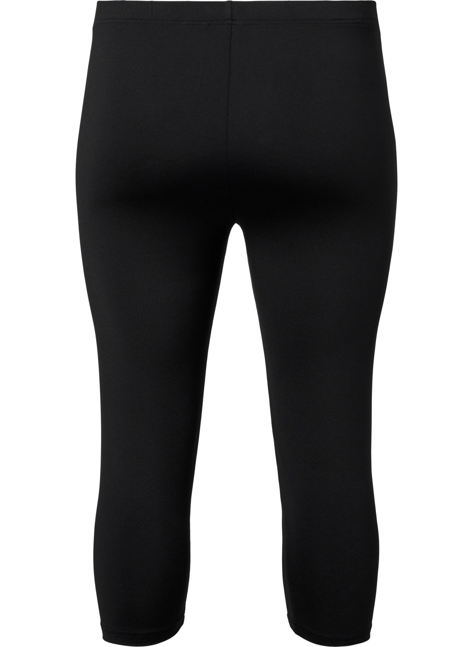 Zizzi 2-pack van 3/4 leggings, Black / LEO AOP, Packshot image number 1