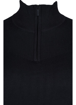 Bamboe gebreide blouse met hoge hals en rits, Black, Packshot image number 2