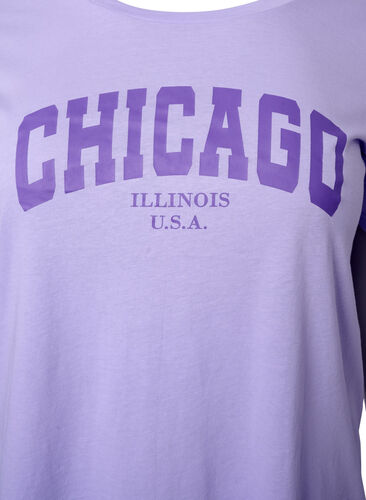 Katoenen t-shirt met tekstopdruk, Lavender W. Chicago, Packshot image number 2