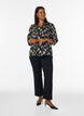 Blouse met patroon, opstaande kraag en 3/4-mouwen, Zwart, Model image number 1