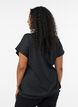 Jersey blouse met gestructureerde strepen en een gesmokte zoom, Zwart, Model image number 2