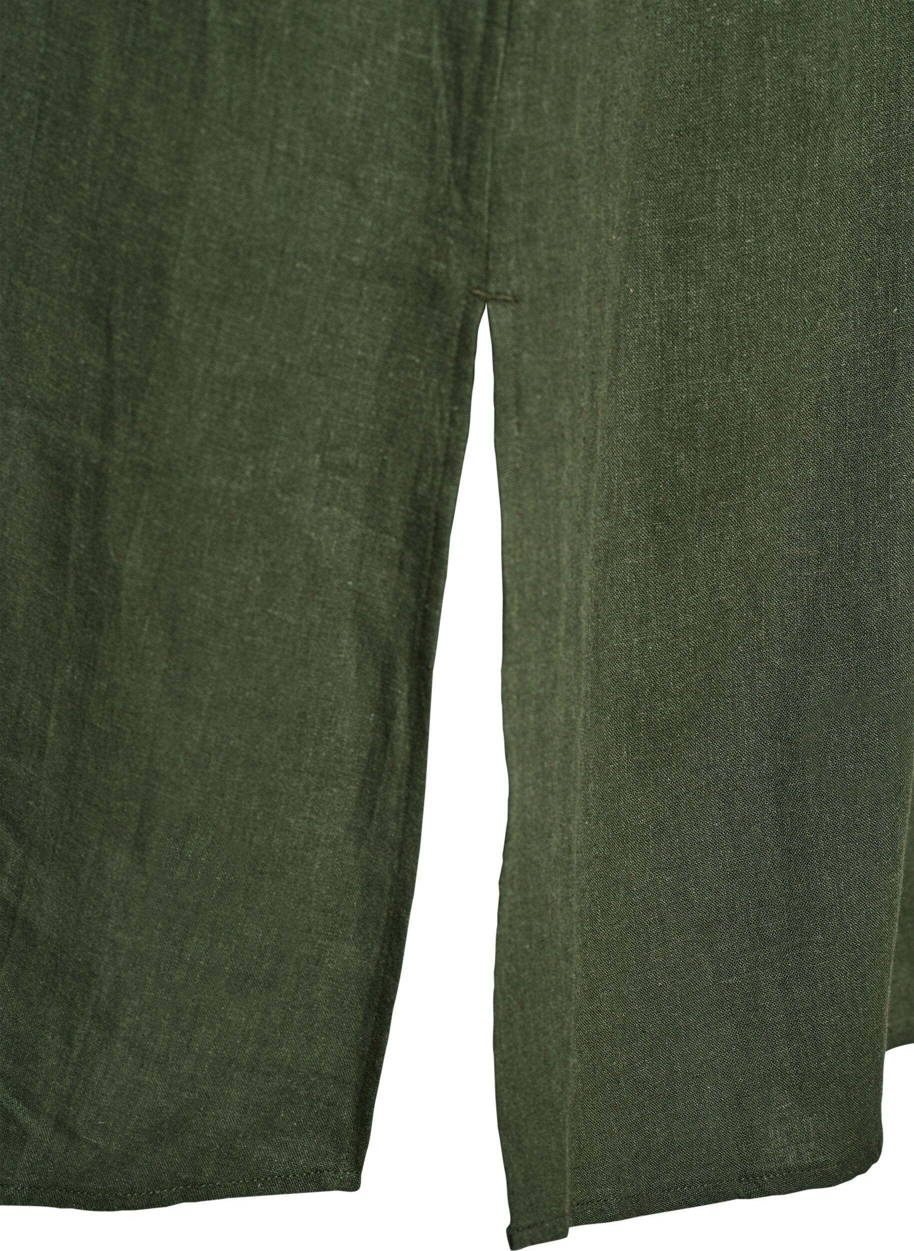 Zizzi Shirtjurk in linnen en viscose met korte mouwen, Groen, Packshot image number 3