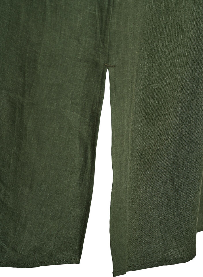Shirtjurk in linnen en viscose met korte mouwen, Groen, Packshot image number 3
