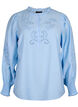 Blouse met ruches en broderie anglaise, Chambray Blue, Packshot image number 0
