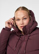 Lange pufferjas met capuchon en zakken, Donker Bordeaux, Model image number 2