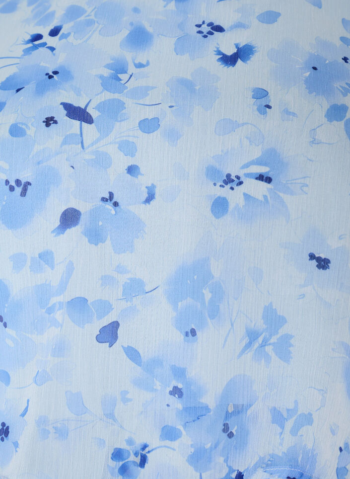 Korte jurk met chiffonlook, bloemenprint en volantlagen, Blauw, Packshot image number 2