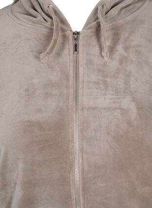 Velours vest met rits en capuchon, Taupe Gray, Packshot image number 2
