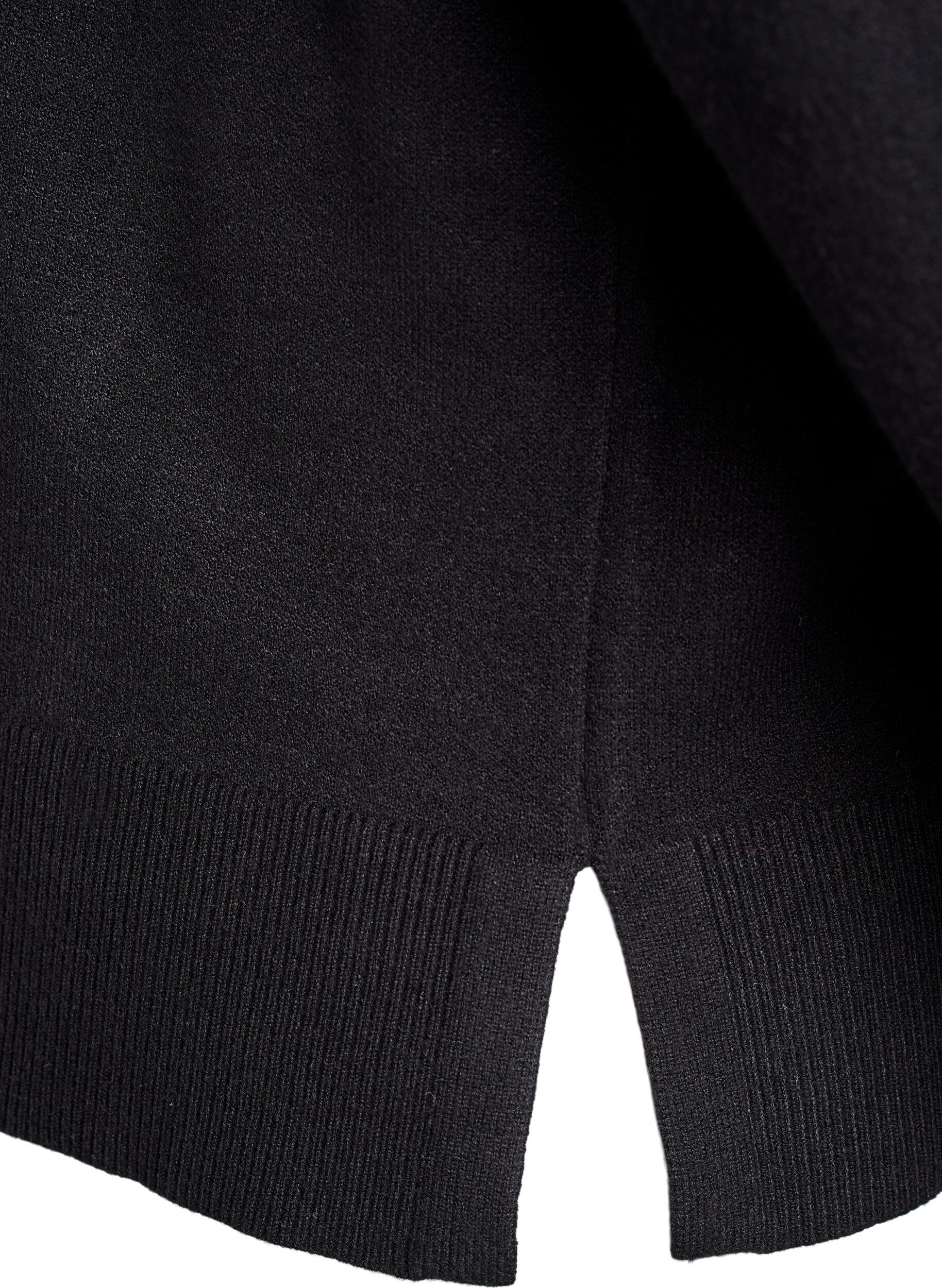 Zizzi Gebreide blouse met hoge hals, Zwart, Packshot image number 3