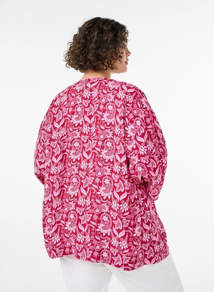 Korte viscose kimono met 3/4 mouwen, Roze, Model image number 2