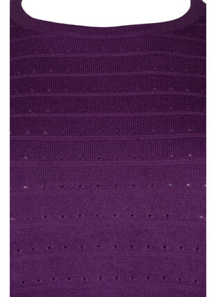 Gebreide blouse met structuur en ronde hals, Amaranth Purple, Packshot image number 2