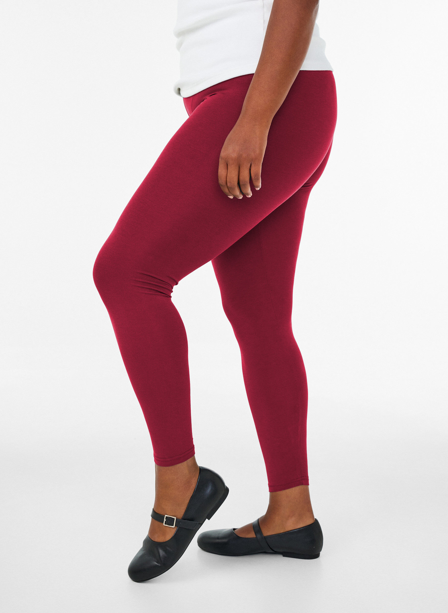 ZizziBasic legging in viscose, Rood, Model image number 0