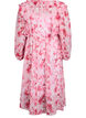 Chiffonjurk met bloemenprint, ruches en lange mouwen, Roze, Packshot image number 1