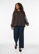 Chiffon blouse met stippen en doorschijnende mouwen, Bruin, Model image number 1