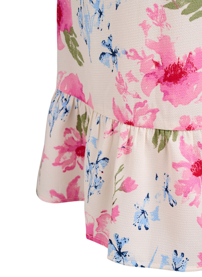 Bloemen wikkeljurk met korte mouwen, Wit, Packshot image number 3