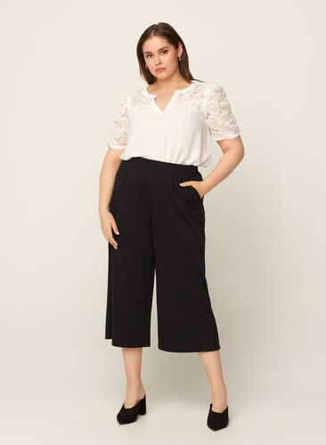 Culotte broek met zakken, Black, Model image number 0