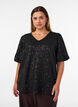 Blouse met pailletten en ballonmouwen, Zwart, Model image number 0