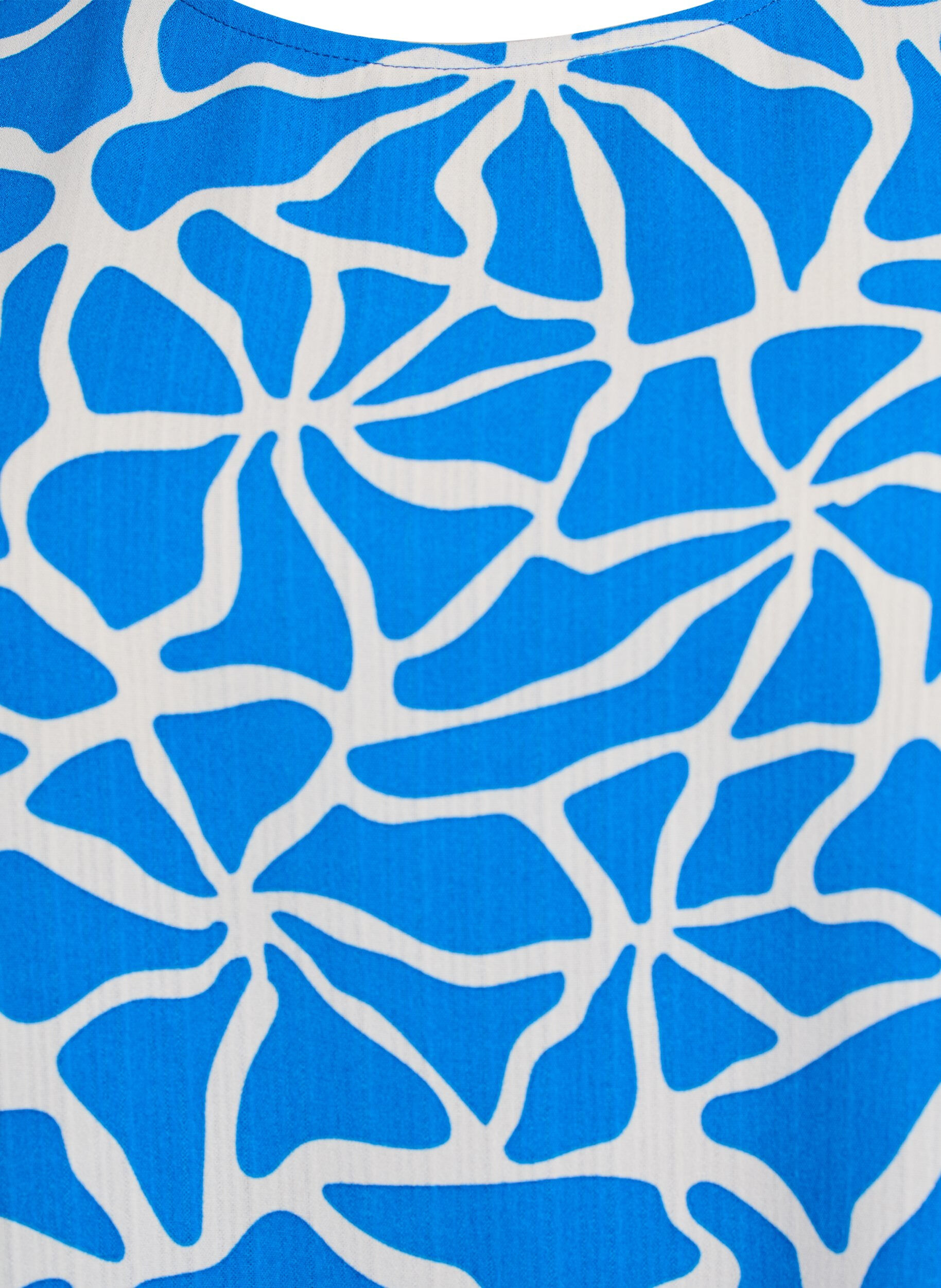 Zizzi Blouse met korte mouwen en ronde hals, Blauw, Packshot image number 2