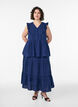 Mouwloze blouse van katoen mousseline met ruches, Blauw, Model image number 1