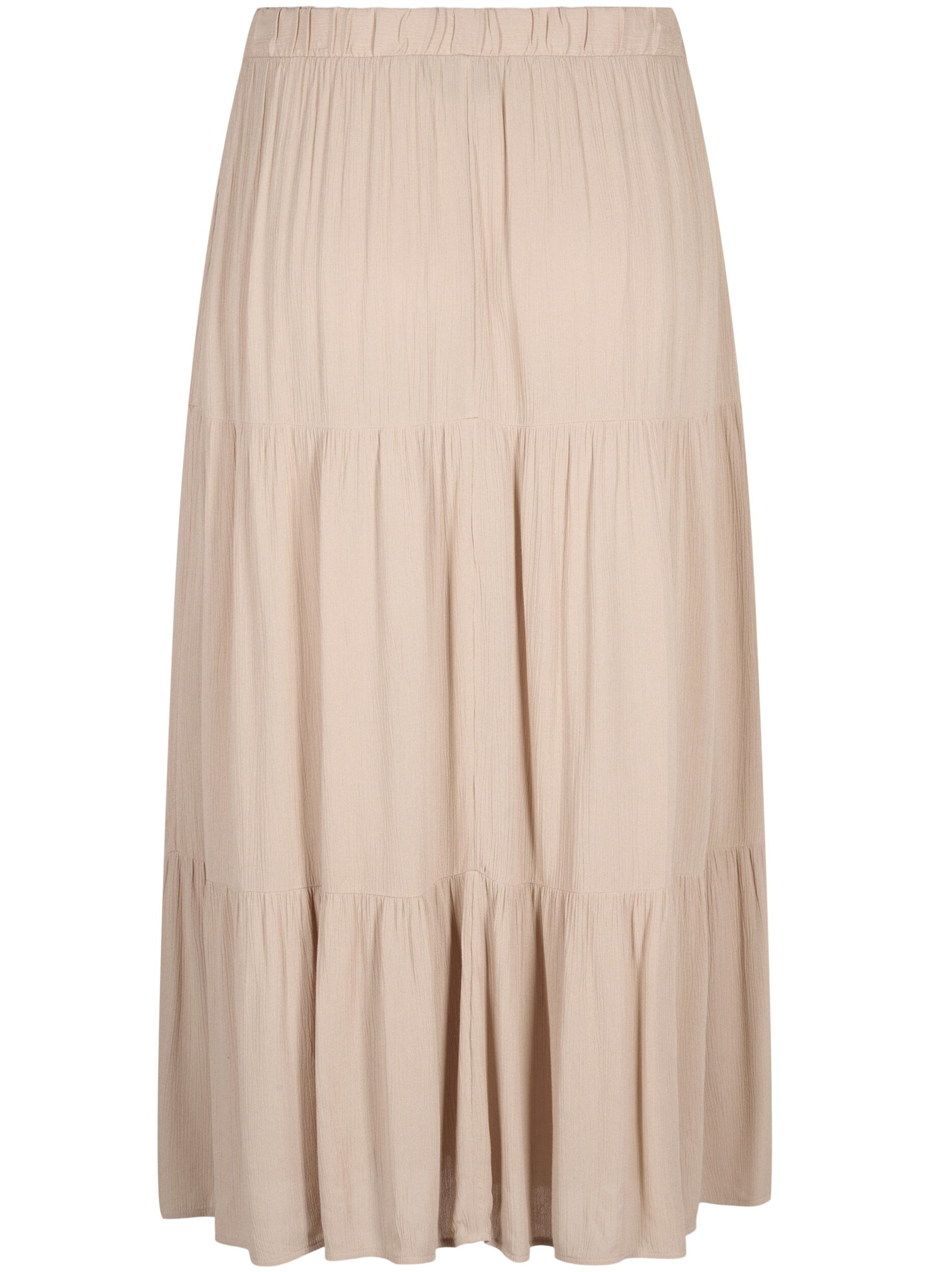 Zizzi Lange rok met elastiek in de taille, Beige, Packshot image number 1