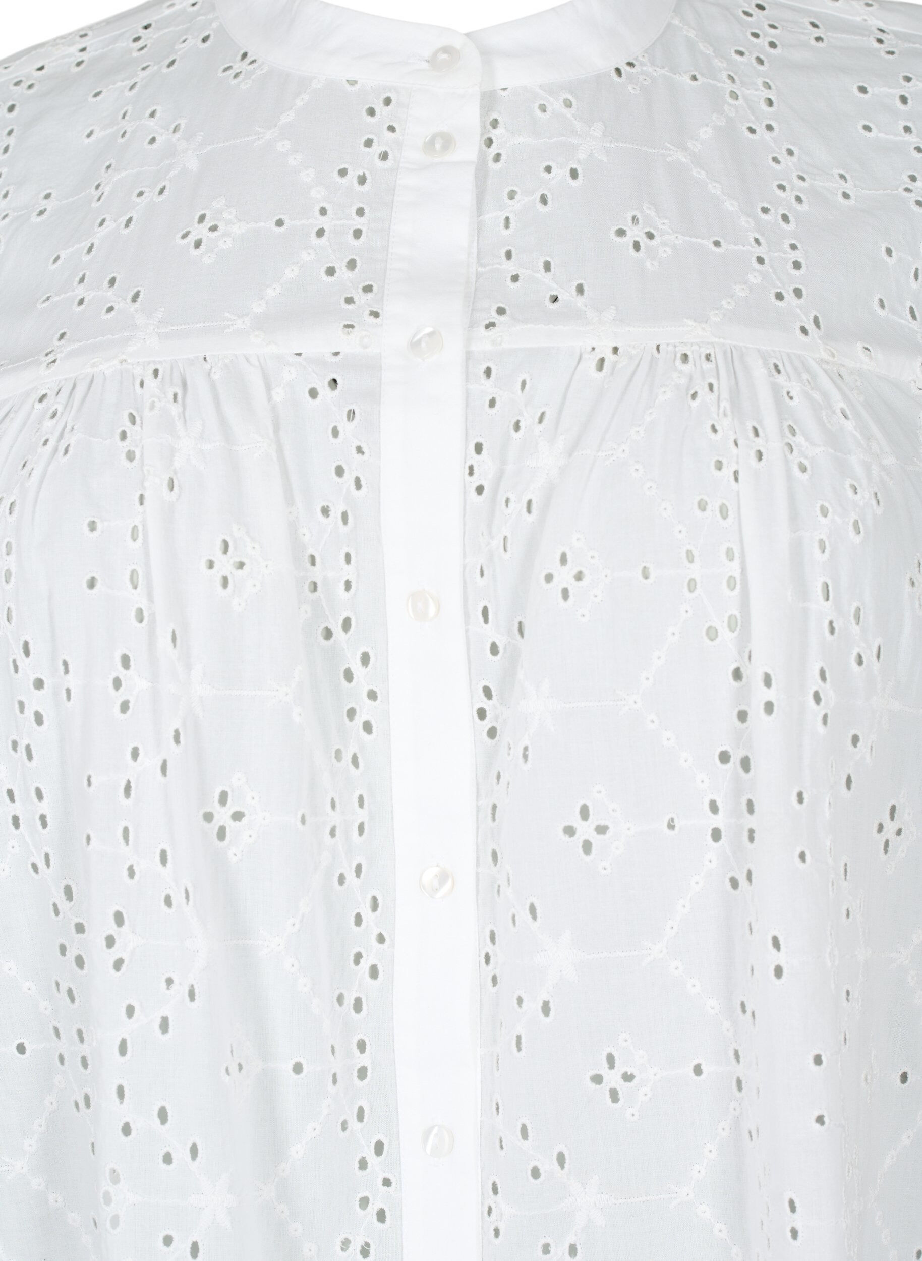 Zizzi Overhemdjurk van katoen met broderie anglaise, Bright White, Packshot image number 2