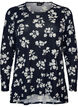 Gebloemde blouse met lange mouwen, Blauw, Packshot image number 0