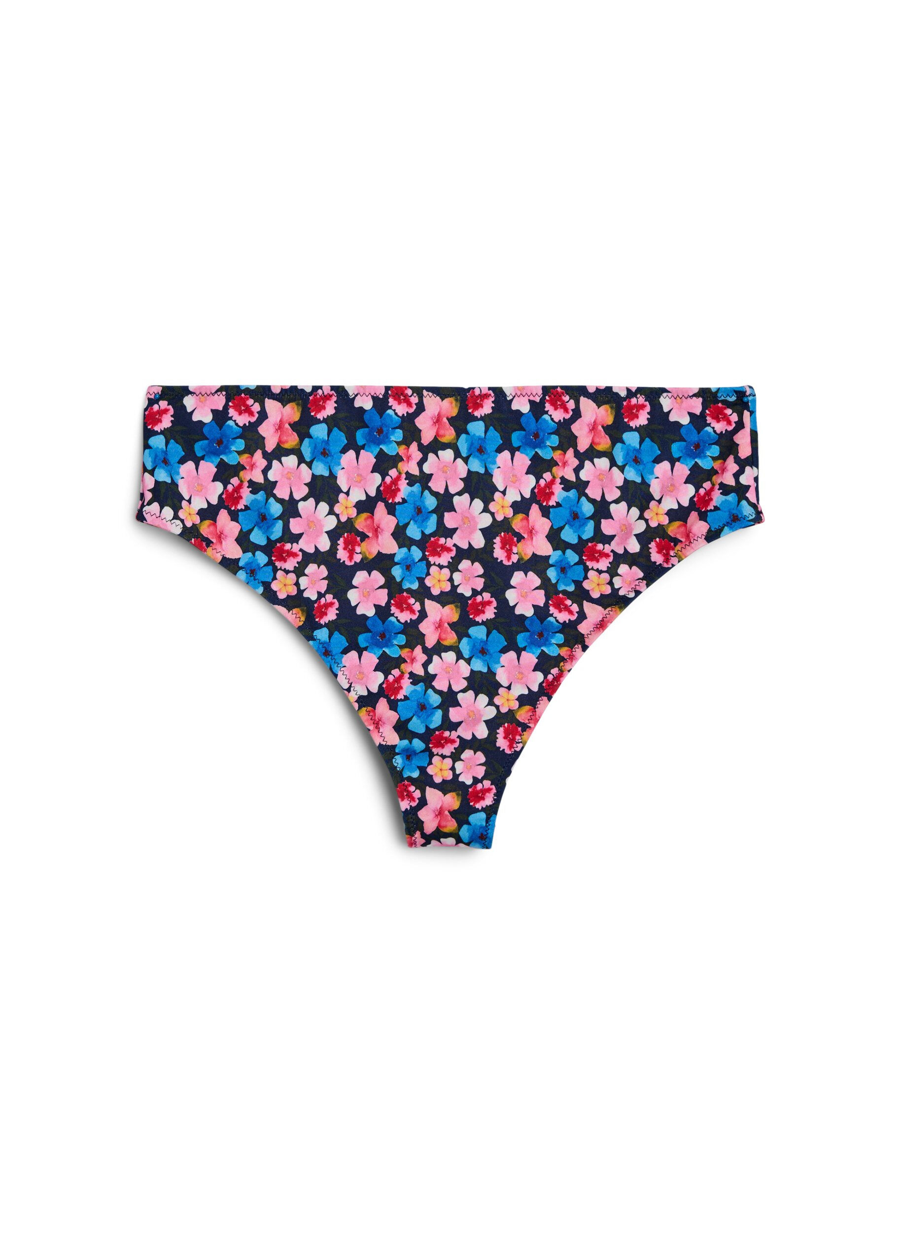 Zizzi Bloemen brazilian bikini broekje, Rood, Packshot image number 0