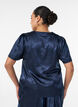 Satijnen blouse met bloemenprint en V-hals, Blauw, Model image number 1