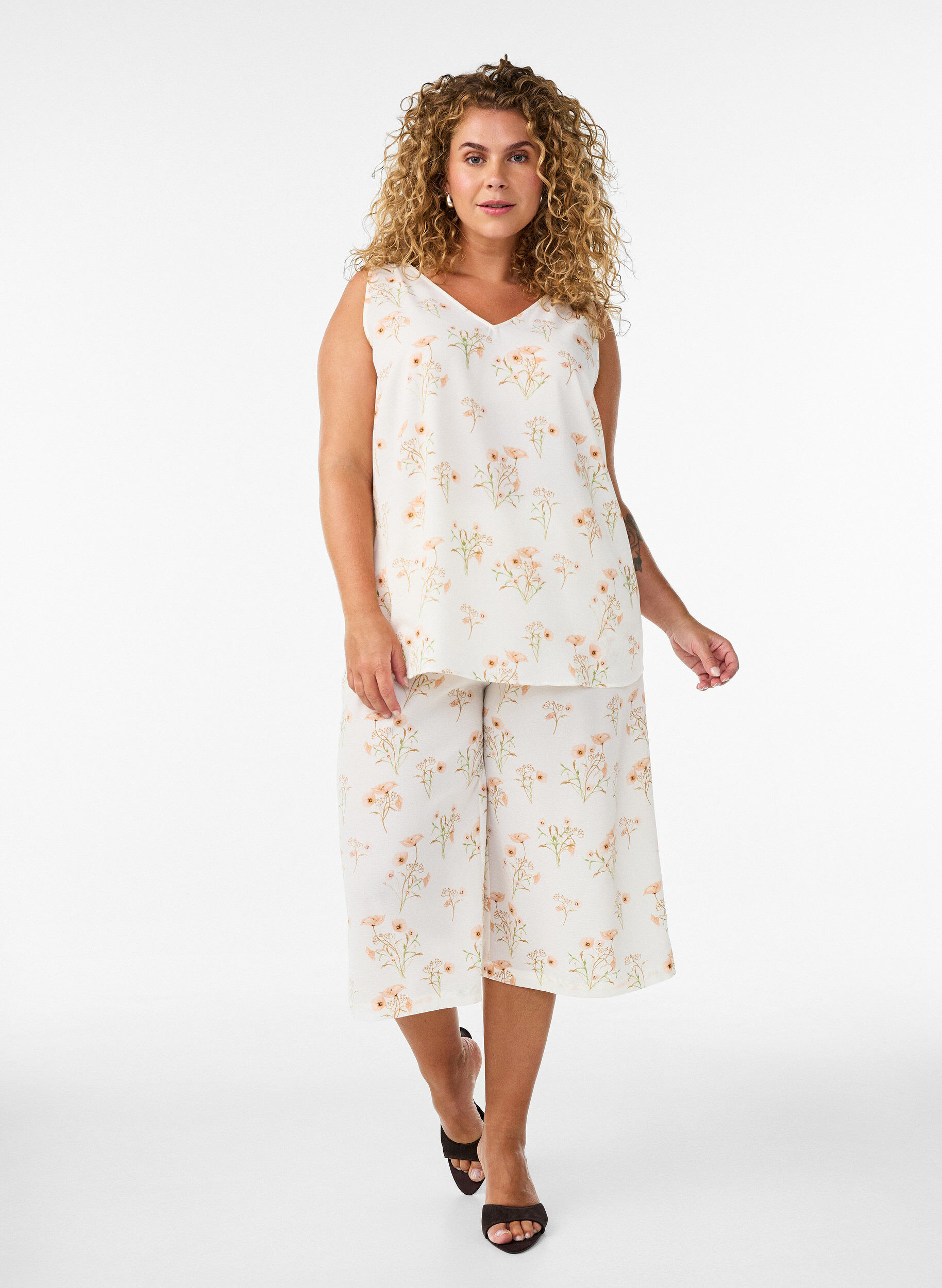 ZizziCulotte broek met print, Vanille, Model image number 0