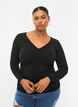 Blouse met v-hals en drapering, Black, Model image number 0