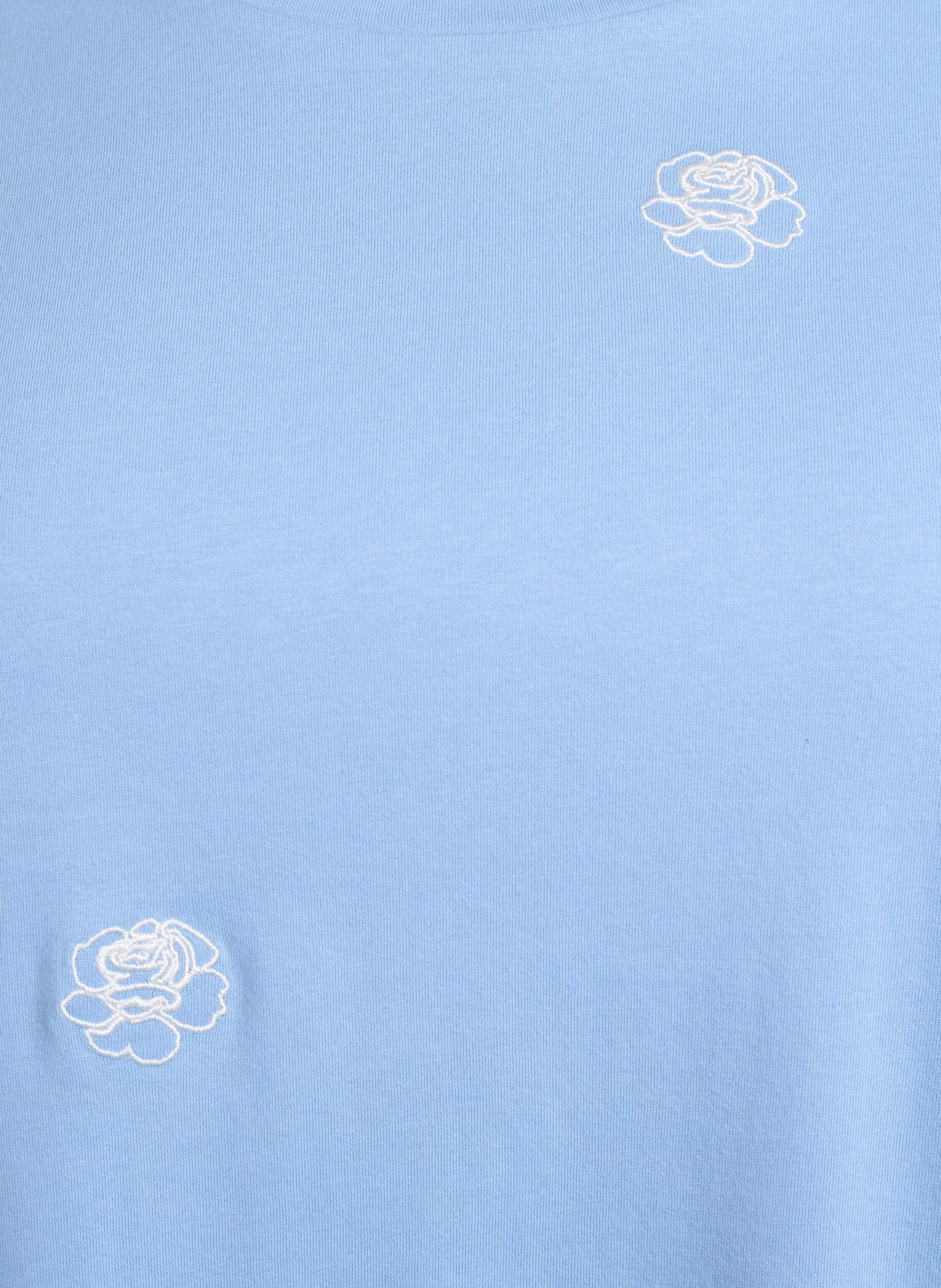ZizziT-shirt in biologisch katoen met geborduurde motieven, Blauw, Packshot image number 2