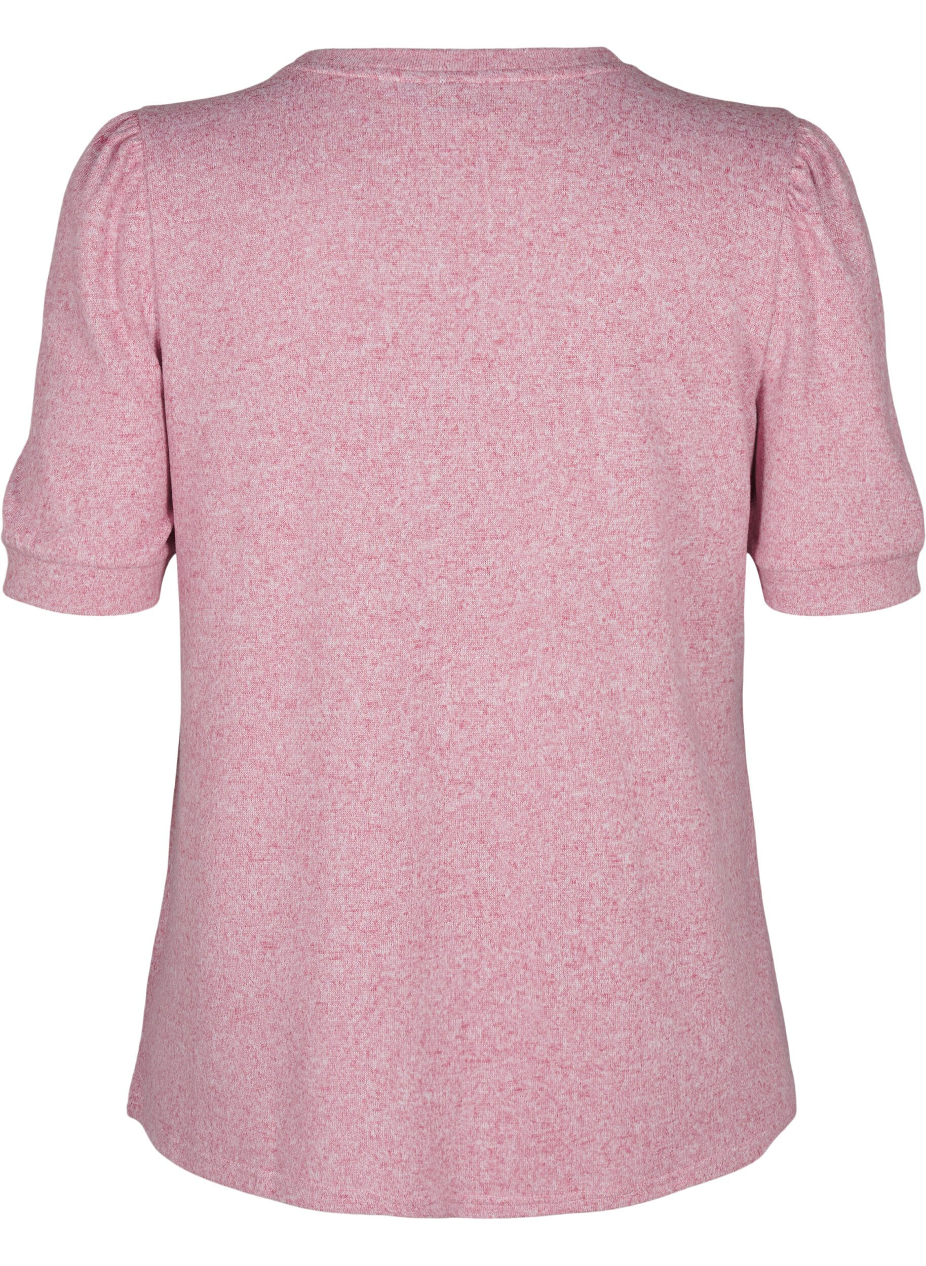 Zizzi Blouse met knoopdetail en korte pofmouwen, Rood, Packshot image number 1