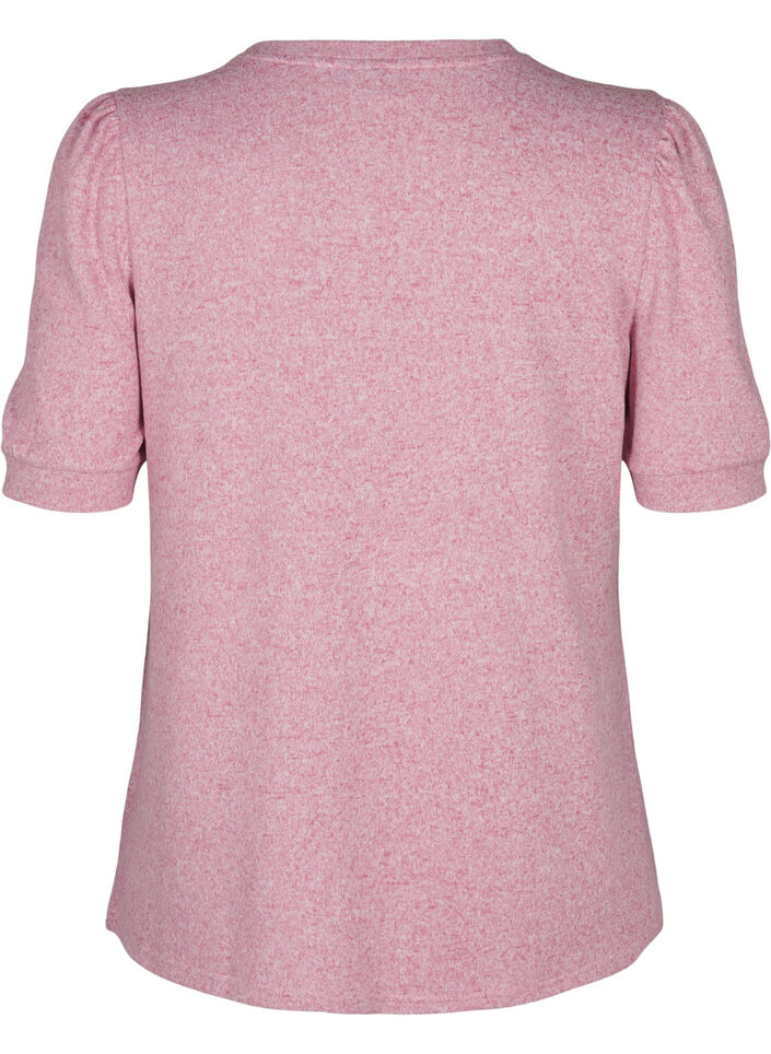 Blouse met knoopdetail en korte pofmouwen, Rood, Packshot image number 1