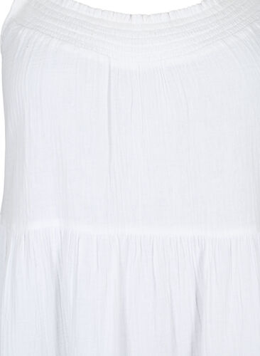 Effen katoenen strapless jurk, Bright White, Packshot image number 2